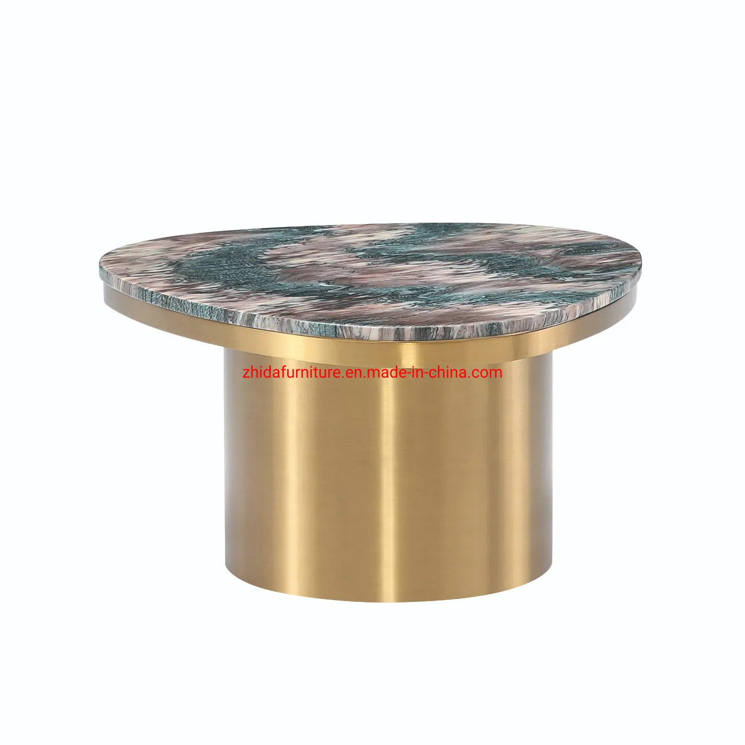 Living Room Luxury Stainless Steel Base with Marble Top Coffee Table Set