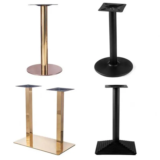 Wekis Pedestal Black Wrought Iron Cast Aluminum Tulip Dining Table Metal Base Legs Gold Round Oval Stainless Steel Table Base 