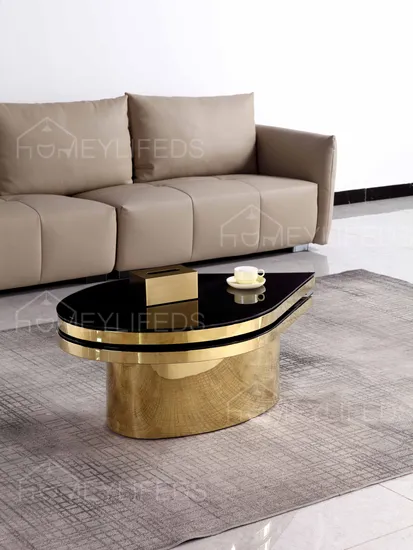 Sleek Coffee Table Featuring 20mm Marble Top and Stainless Steel Base 